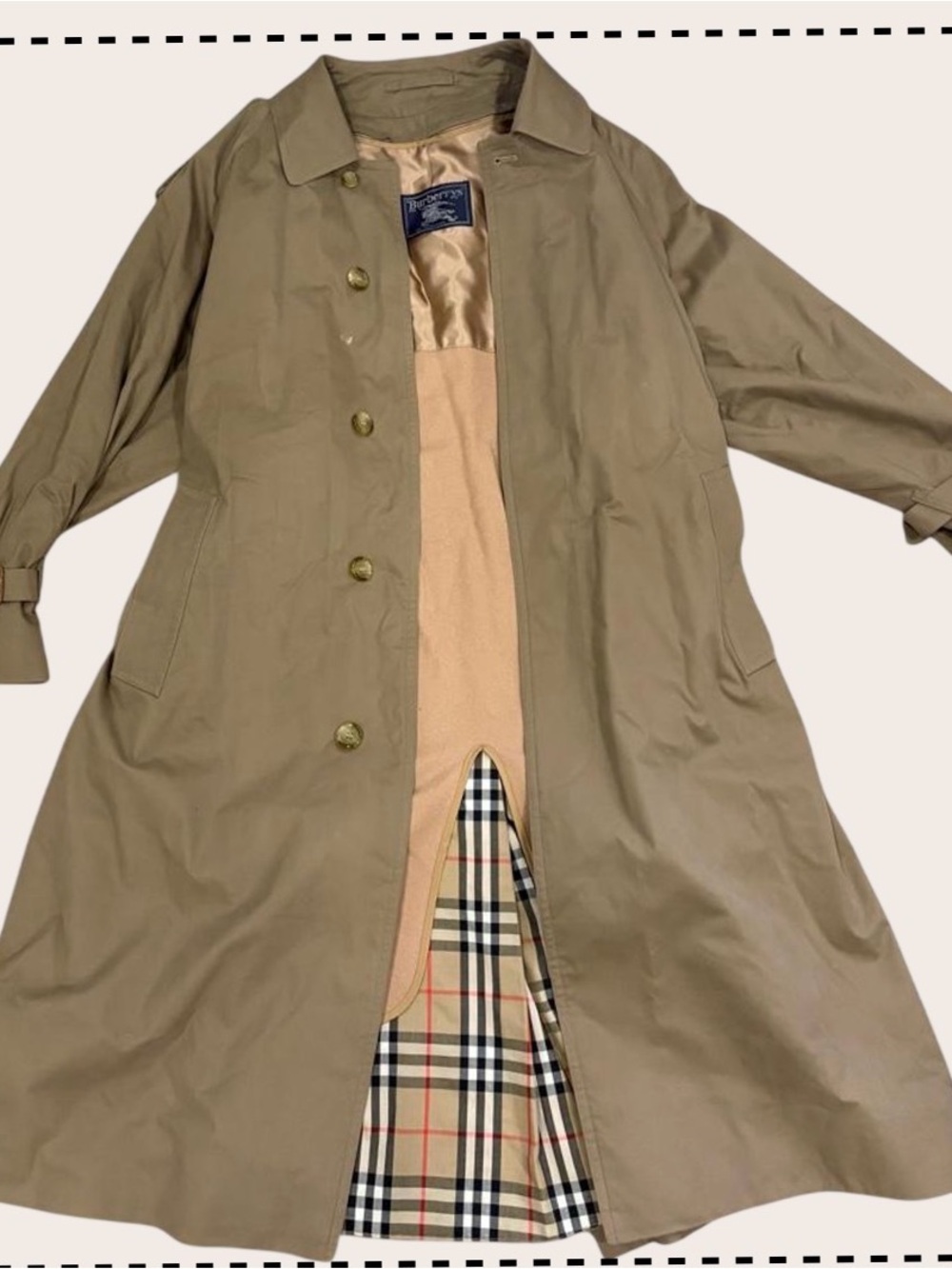 Burberry Khaki Trench Coat with Signature Check Lining